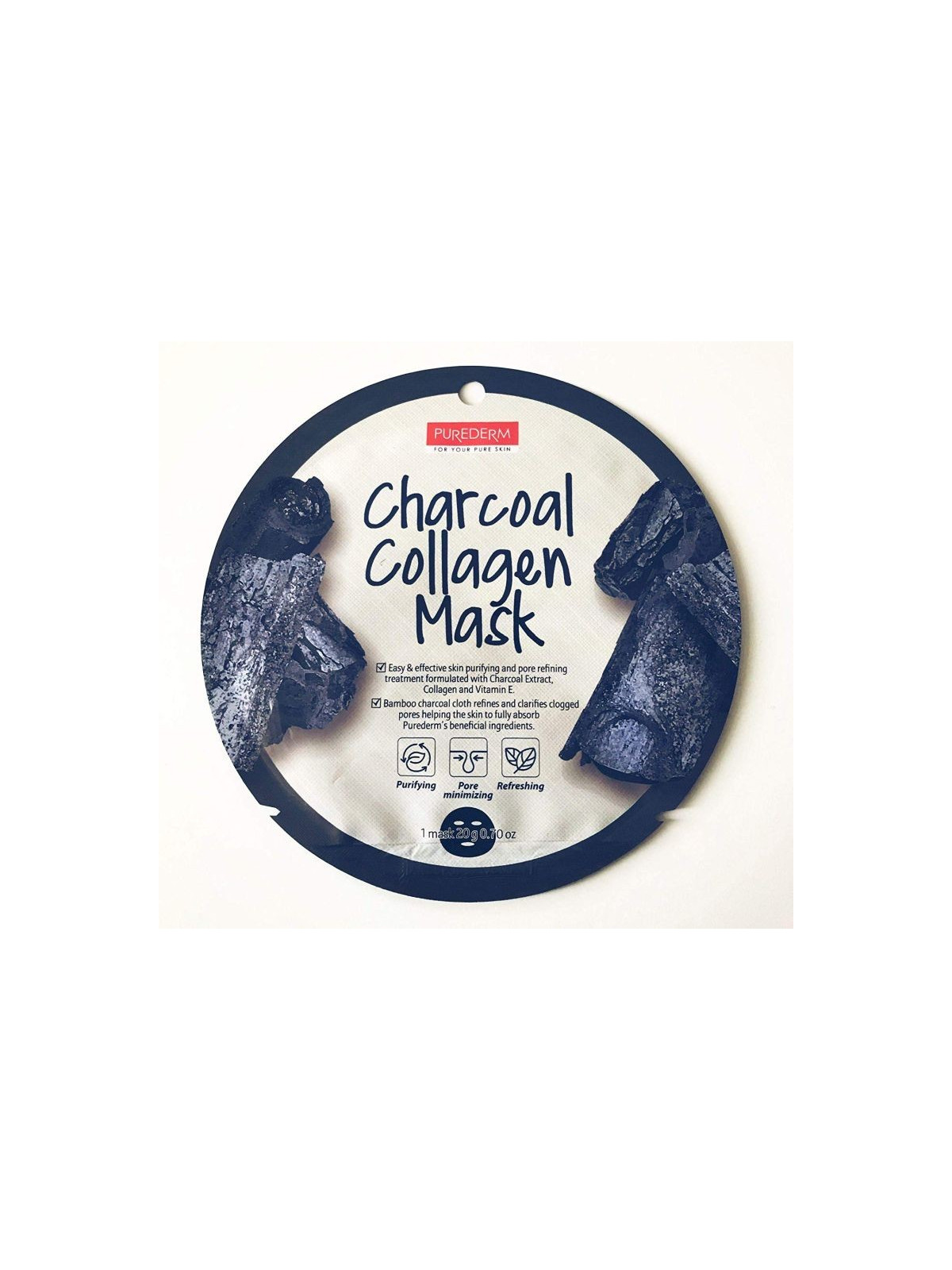 Kologeninė veido kaukė su anglimi Purederm Charcoal Collagen Mask 18g