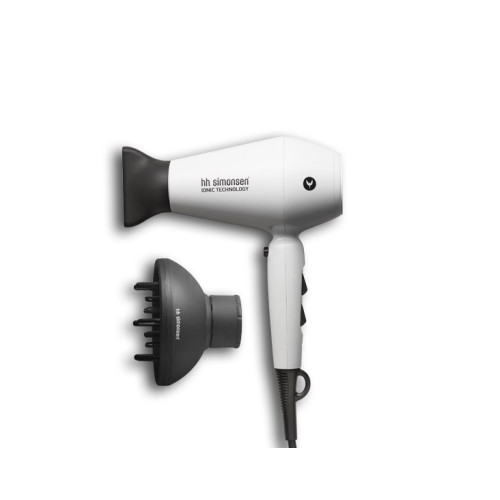 Riboto leidimo plaukų džiovintuvas su difuzoriumi HH Simonsen COMPACT DRYER WHITE PEARL Limited Edition