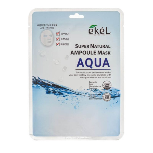 Lakštinė veido kaukė su hidrolizuotu kolagenu Ekel Super Natural Ampoule Mask Aqua  25g