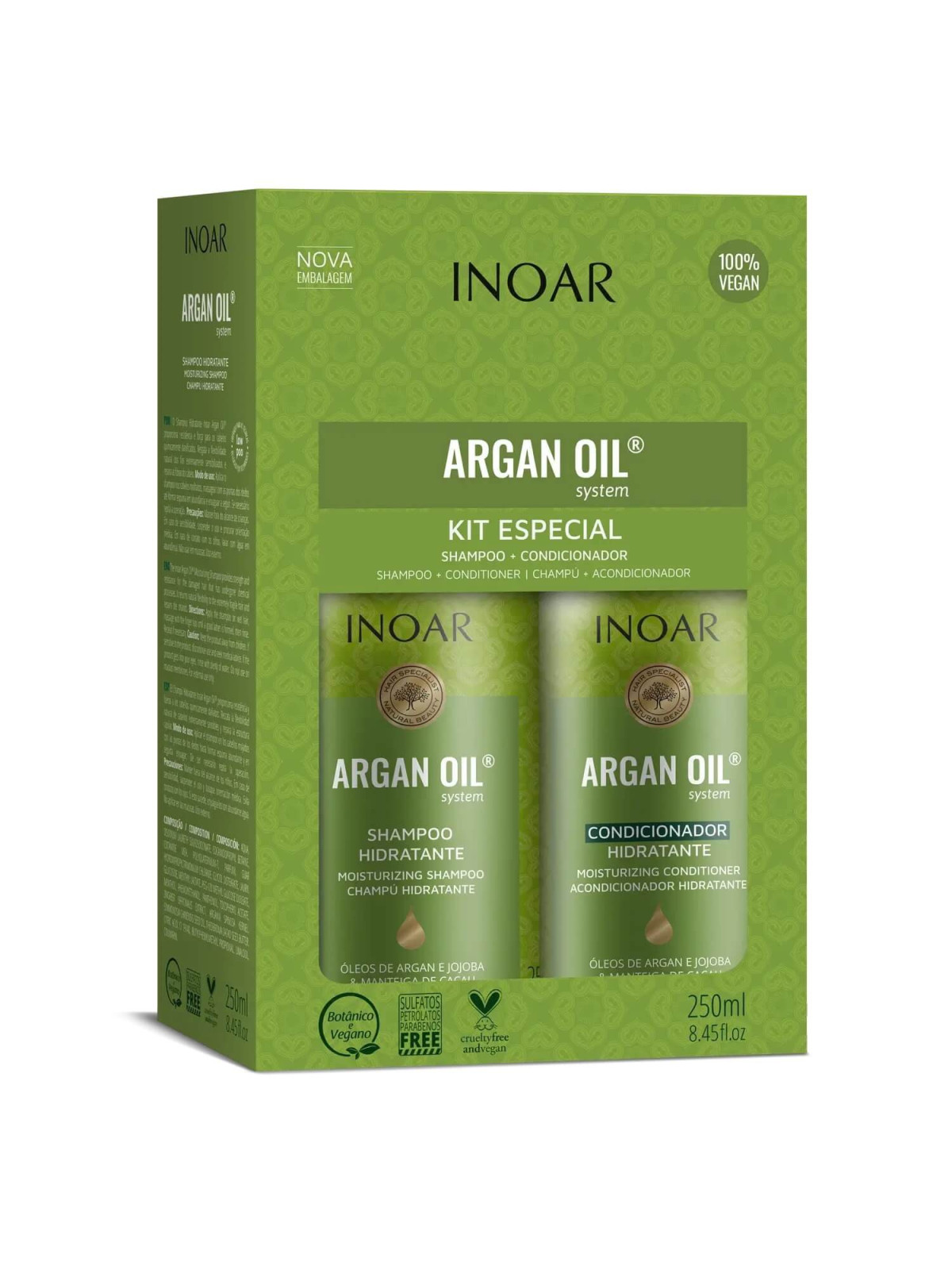 Intensyviai drėkinantis rinkinys su Argano aliejumi INOAR Argan Oil Duo Kit 2x250ml