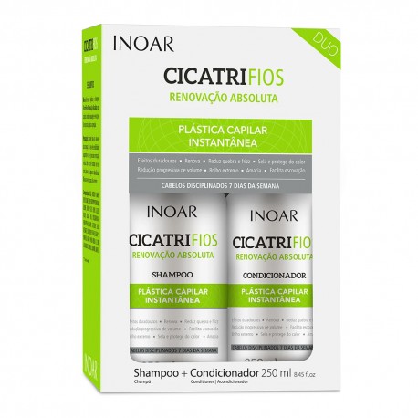 Plauko struktūrą atkuriantis priemonių rinkinys INOAR CicatriFios Duo Kit 2x250ml