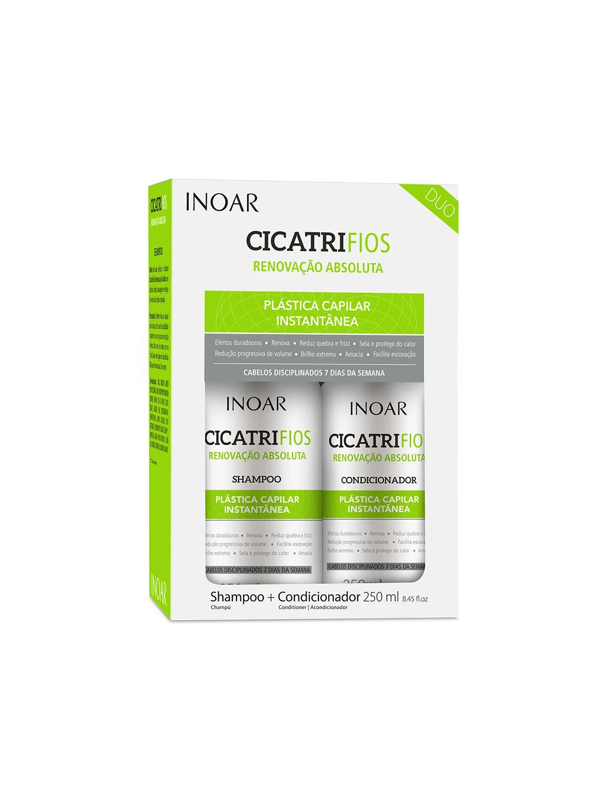 Plauko struktūrą atkuriantis priemonių rinkinys INOAR CicatriFios Duo Kit 2x250ml