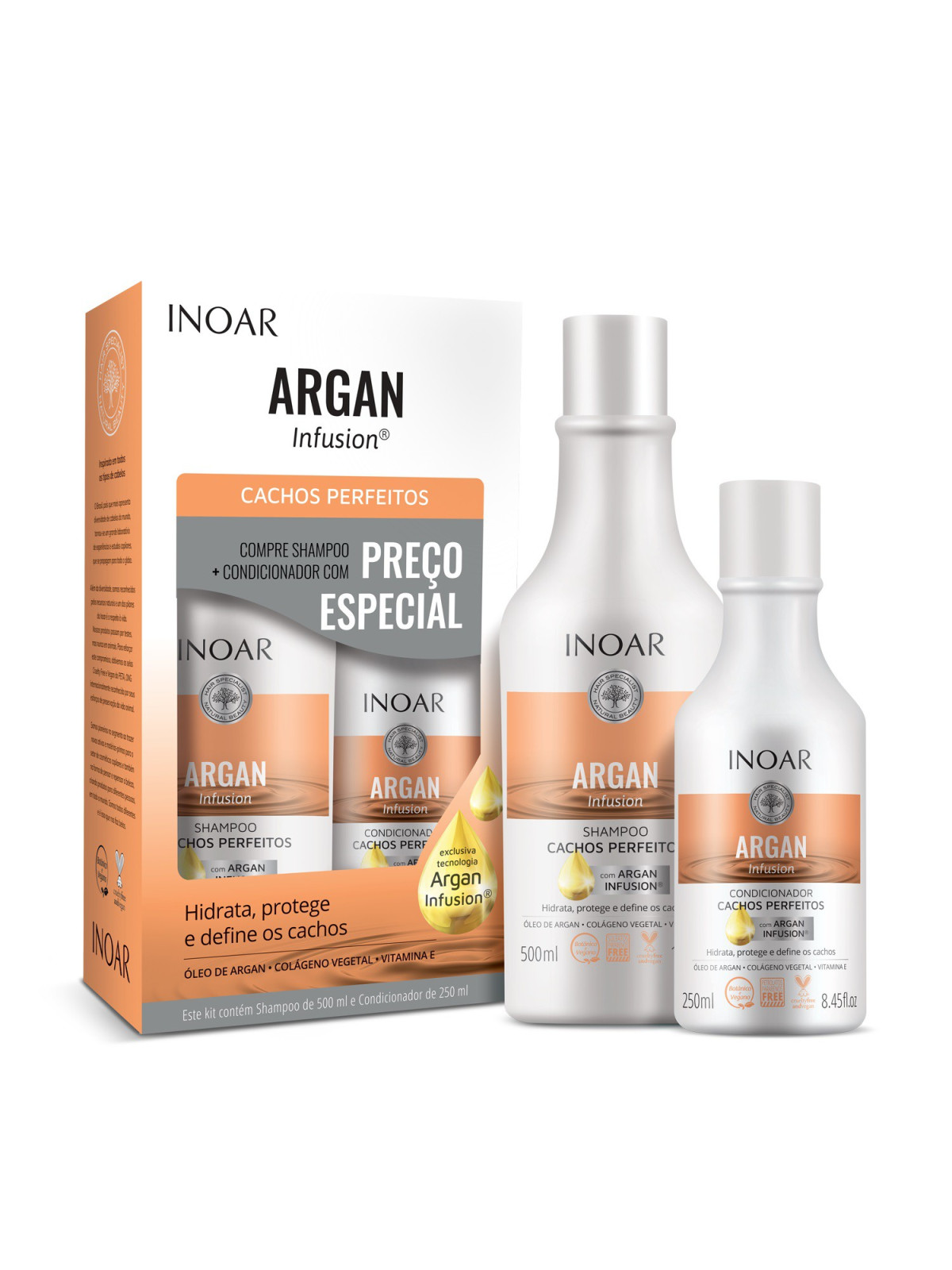 Garbanotų plaukų rinkinys INOAR Argan Infusion Perfect Curls Duo Kit  500 ml+250 ml