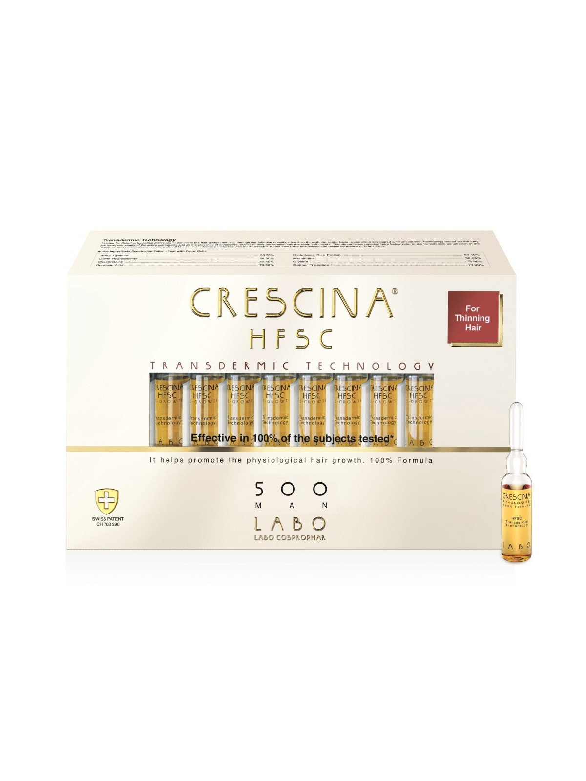 Plaukų augimą skatinančios ampulės Crescina Re-Growth HFSC 500 100% 10vnt