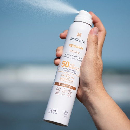 Purškiama kūno apsauga nuo saulės SESDERMA Repaskin Aerosol Sensitive 50 SPF