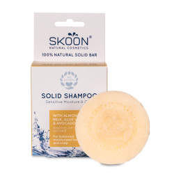 Kietasis šampūnas jautrių ir pažeistų plaukų priežiūrai SKOON Sold Shampoo Sensitive Moisture & Care 90g