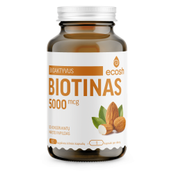 Maisto papildas Bioaktyvus Biotinas 5000µg 90kaps.