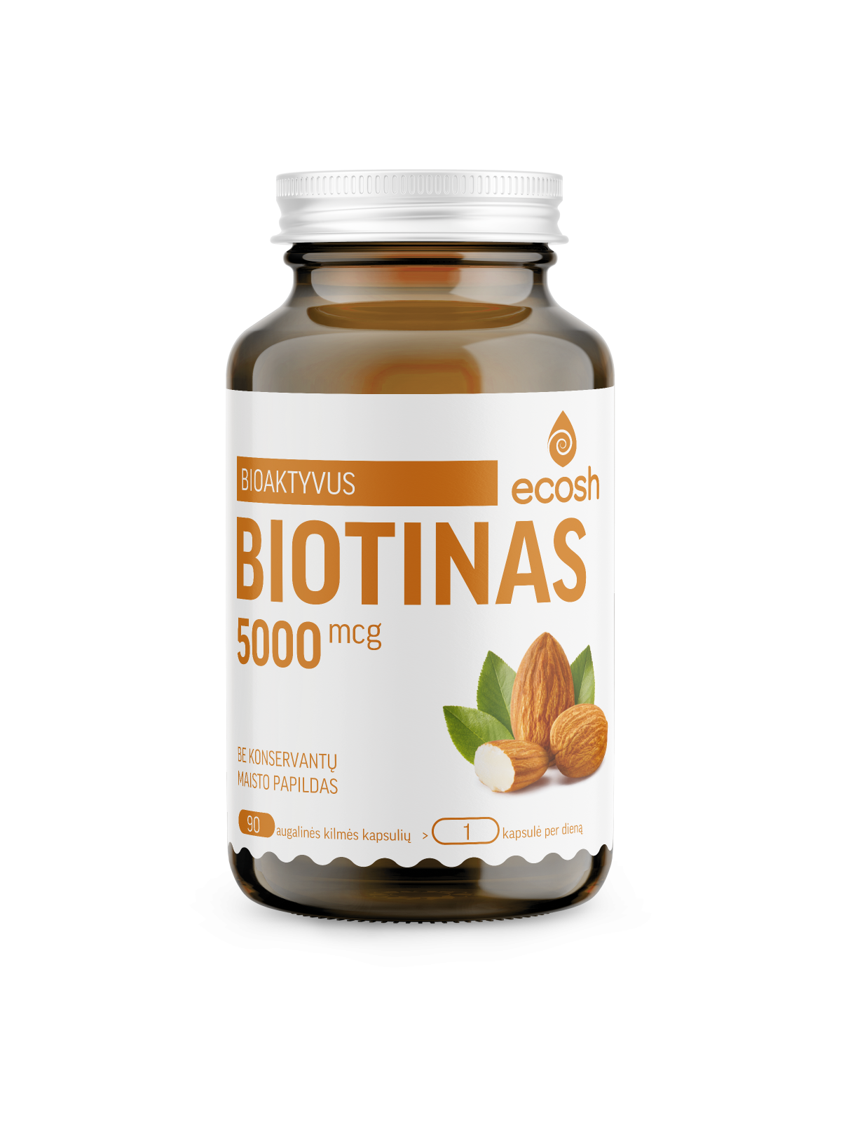 Maisto papildas Bioaktyvus Biotinas 5000µg 90kaps.
