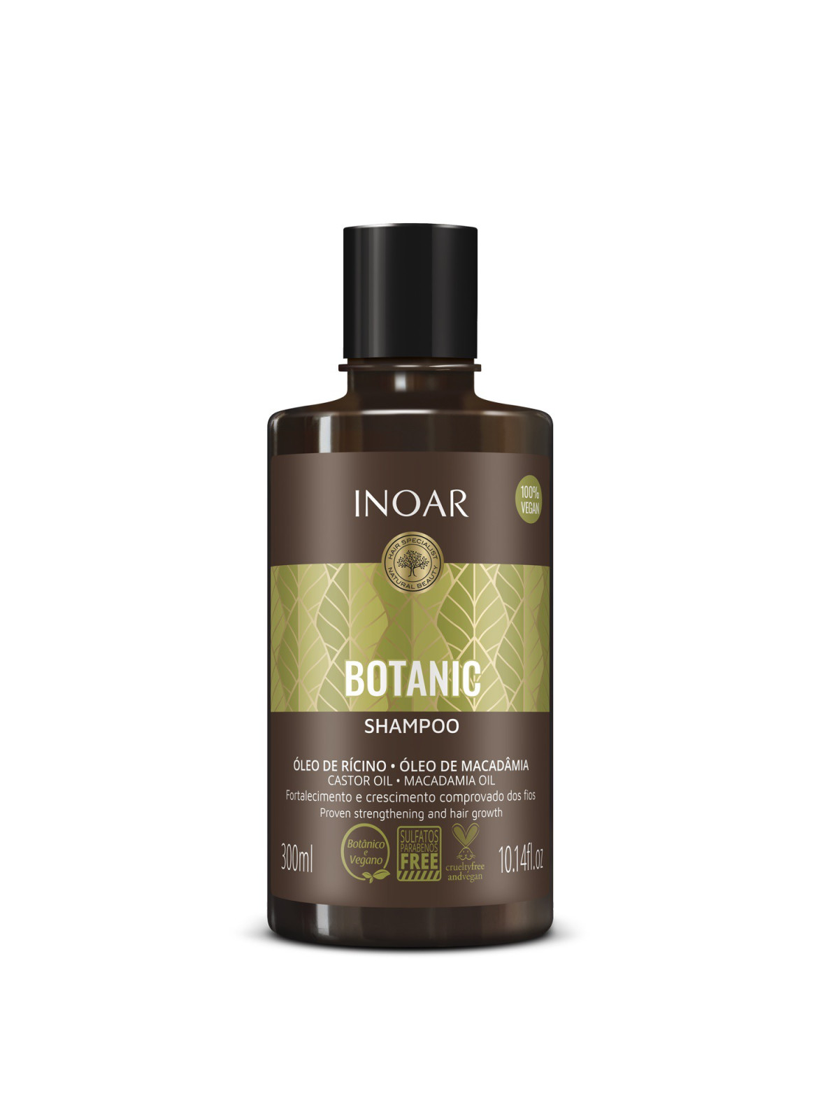 Plaukus stiprinantis ir augimą skatinantis šampūnas su ricinos aliejumi INOAR Botanic Shampoo 300ml