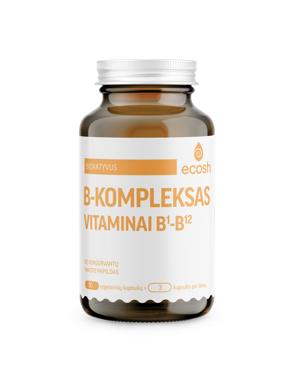 Maisto papildas Bioaktyvus B vitaminų kompleksas ECOSH B1-B12 90 kaps.