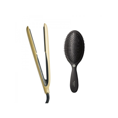 Riboto leidimo plaukų tiesinimo rinkinys HH Simonsen TRUE DIVINITY MK2 Popping Champagne SS22 + Brush