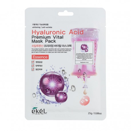 Veido kaukė su hialurono rūgštimi  EKEL Hyaluronic Acid Premium Vital Mask Pack  25 g