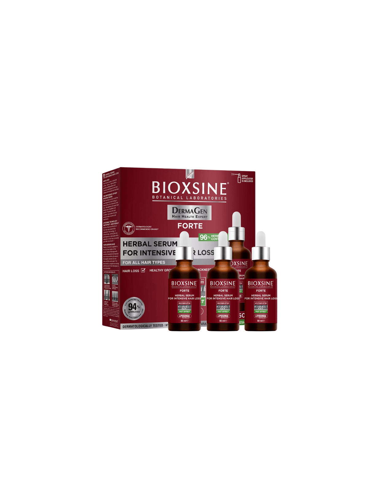 Padidintos koncentracijos serumas nuo plaukų slinkimo Bioxsine Dermagen Forte 3x50ml