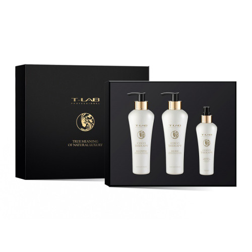 Šventinis rinkinys sausiems ir pažeistiems plaukams T-LAB Professional Coco Therapy Ritual