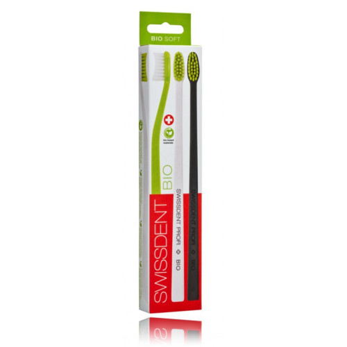 Minkštų dantų šepetėlių rinkinys Swissdent Profi Bio Soft 3 vnt.