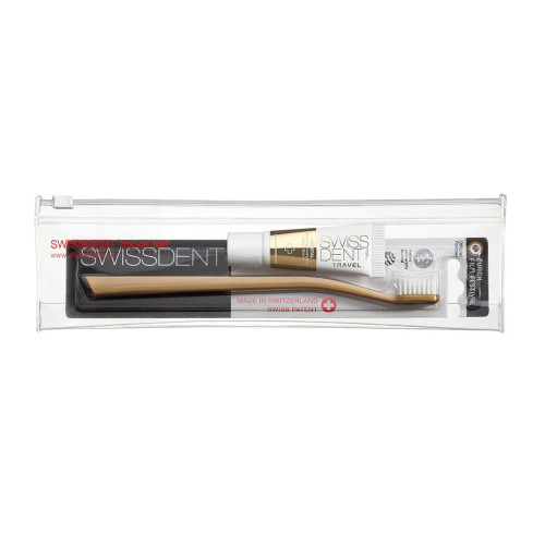 Kelioninis dantų priežiūros rinkinys Swissdent Small Travel Set Crystal (dantų šepetėlis + dantų pasta 10 ml)