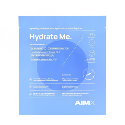 Greito poveikio giliai drėkinanti lakštinė veido kaukė su peptidais AIMX Hydrate Me 25 ml