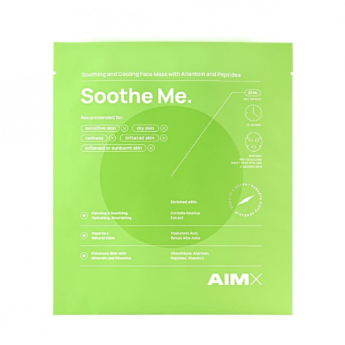Greito poveikio raminanti lakštinė veido kaukė su peptidais AIMX Soothe Me 25 ml