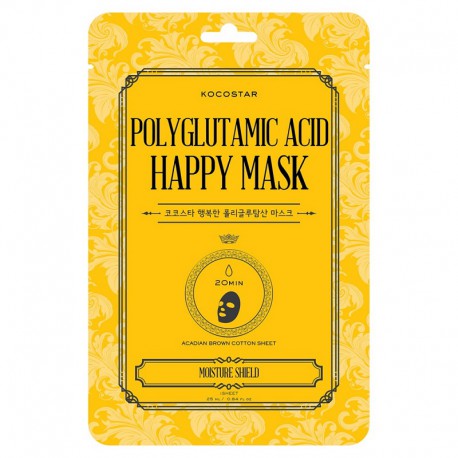 Drėkinamoji lakštinė veido kaukė su poliglutamo rūgštimi KOCOSTAR Polyglutamic Acid Happy Mask 1 vnt