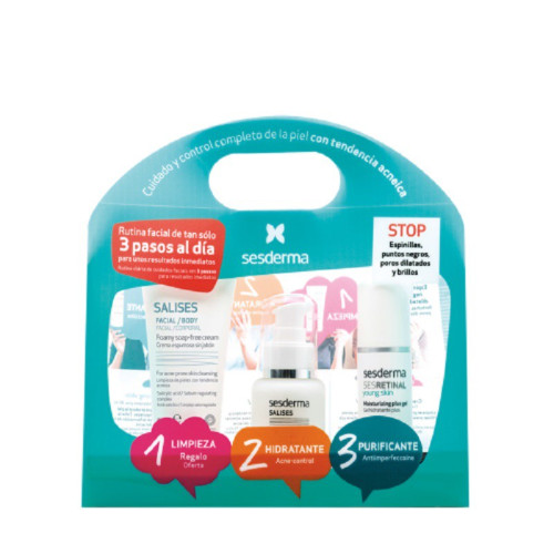 Priemonių rinkinys esant aknei Sesderma Salises Anti-Acne Pack