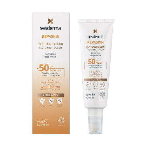 Apsauginė priemonė nuo saulės veidui su spalva ir SPF50 Sesderma Repaskin Silk Touch Color Sunscreen 50 ml