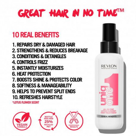 Revlon Professional Nenuplaunama kaukė visų tipų plaukams Uniq One All-In-One Lotus Flower Hair Treatment