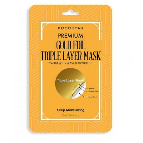 Kocostar Trigubo pluošto intensyvi veido kaukė Gold Foil Triple Layer Mask