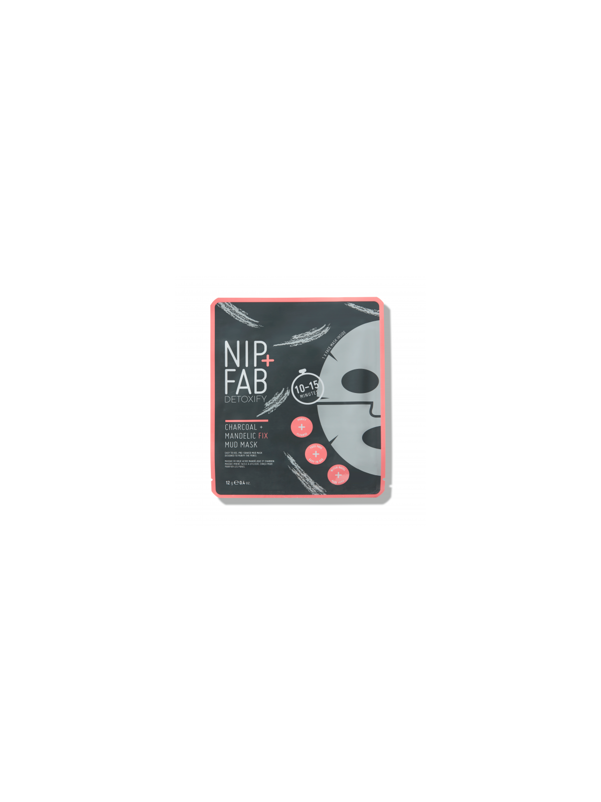 NIP + FAB Giliai valanti lakštinė veido kaukė Mandelic + Charcoal Fix Mud Sheet Mask