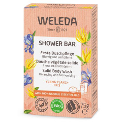 Weleda Dušo muilas su kvapiosiomis kanangomis ir vilkdalgiais Shower Bar Solid Body Wash Ylang Ylang & Iris