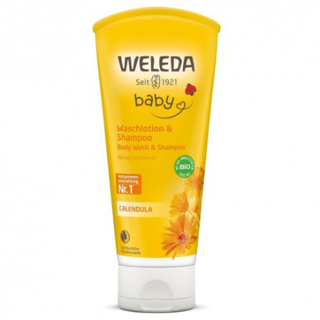 Weleda Vaikiškas šampūnas ir prausiklis su medetkomis Calendula Baby Body Wash & Shampoo