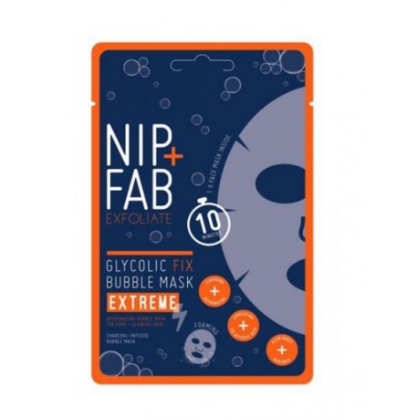 NIP + FAB Giliai valanti lakštinė veido kaukė Glycolic Fix Bubble Sheet Mask Extreme