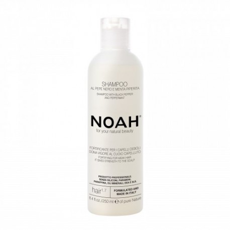 Noah Plaukus stiprinantis šampūnas silpniems, slenkantiems plaukams 1.7. Shampoo With Black Peper And Pepermint