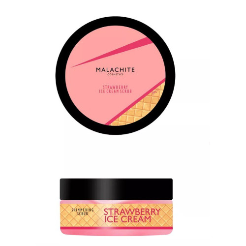 Malachite Cosmetics Švytintis kūno šveitiklis Strawberry Ice Cream Body Scrub