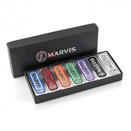 MARVIS Dantų pastų rinkinys dėžutėje 7 Flavour Travel Size Toothpaste Set