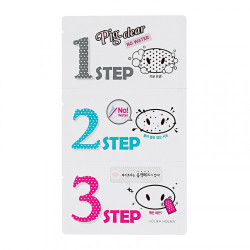 Holika Holika Giliai valančios nosies juostelės Pig Clear Blackhead 3 Step Kit No Water