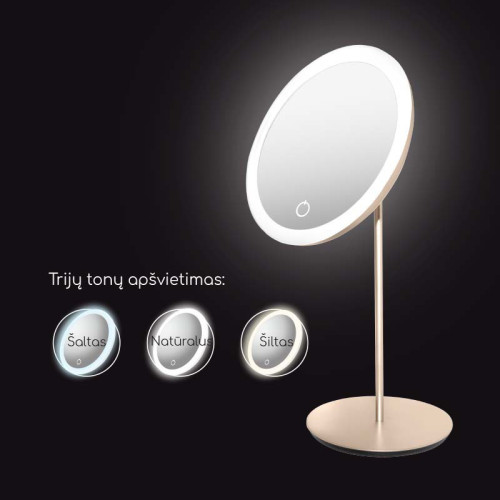 Be Osom LED Table Mirror Matte Champagne Veidrodis ant kojelės 