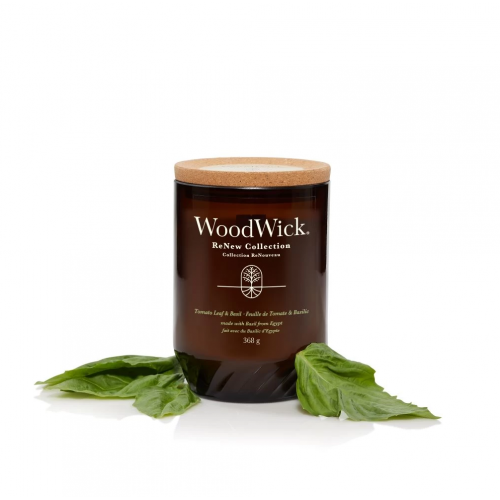 WoodWick Kvapni žvakė Tomato Leaf & Basil Candle Renew Collection