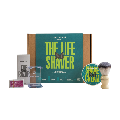 Men Rock Skutimosi rinkinys su dviašmeniu skustuvu The Life Shaver Sicilian Lime Ultimate Shaving Kit