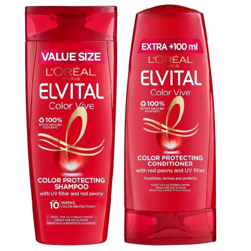 L'Oréal Paris Plaukų priežiūros rinkinys dažytiems plaukams Elvital Color Vive Color Protecting Duo Set 2x400 ml