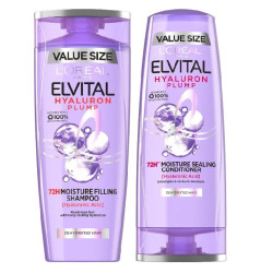 L'Oréal Paris Drėgmę sulaikantis plaukų priežiūros rinkinys Elvital Hyaluron Plump 72H Duo Set 2x400 ml