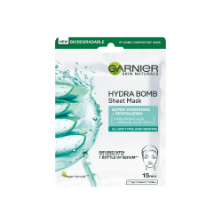 Garnier Intensyviai drėkinanti lakštinė veido kaukė Hydra Bomb Aloe Sheet Mask