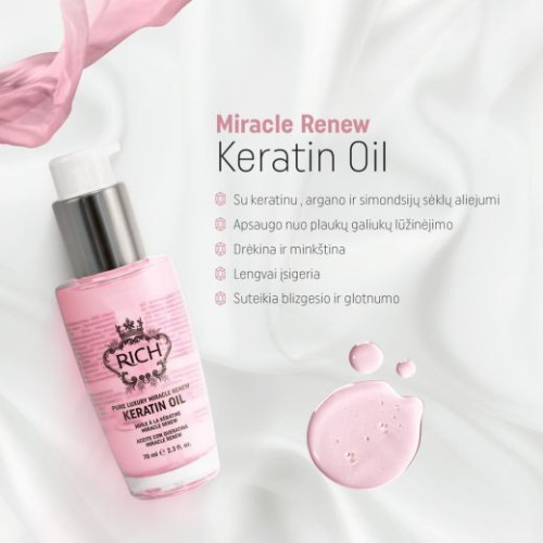 Rich Keratino aliejus plaukams Pure Luxury Miracle Renew Keratin Oil