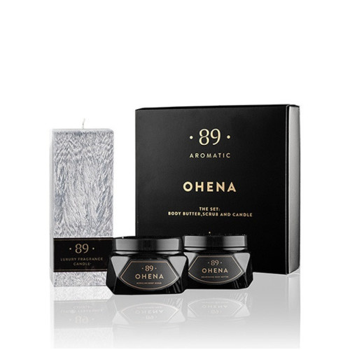 Aromatic 89 Kūno priežiūros priemonių ir palmių vaško žvakės rinkinys Body Care & Perfumed Candle Set