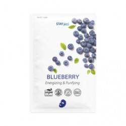 STAY WELL Climate Neutral Energizing & Purifying Sheet Mask - Blueberry Energizuojanti ir valanti veido kaukė