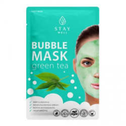 STAY WELL Giliai valanti, nuplaunama veido kaukė Deep Cleansing Bubble Mask Green Tea