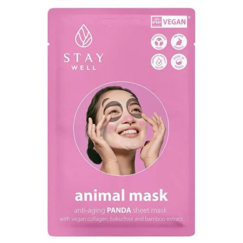 STAY WELL Drėkinanti veido kaukė Animal Mask Anti-Aging Panda