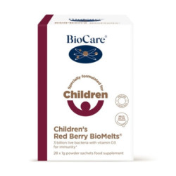 Biocare Gerųjų bakterijų ir vitamino D milteliai Children's Red Berry BioMelts