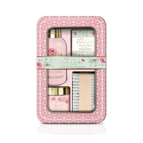 Baylis & Harding Nagų priežiūros priemonių rinkinys Royale Garden Rose, Poppy & Vanilla Luxury Pamper Keepsake Tin Gift Set