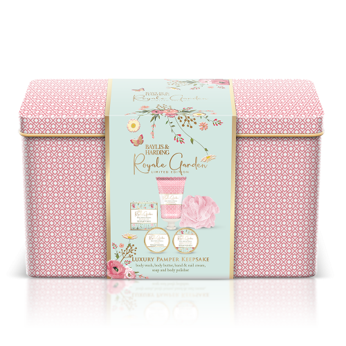 Baylis & Harding Dovanų rinkinys Royale Garden Rose, Poppy & Vanilla Luxury Pamper Keepsake Tin Gift Set