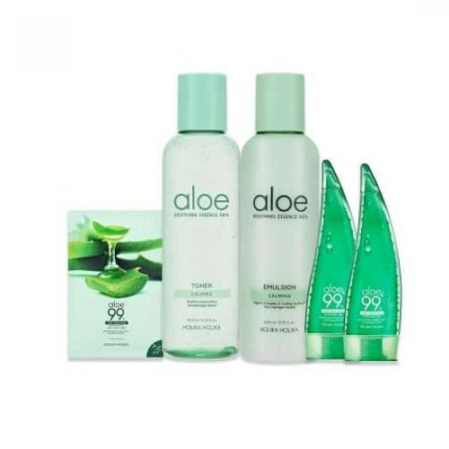 Holika Holika Drėkinamasis veido priežiūros rinkinys Aloe Moisture Soothing Set